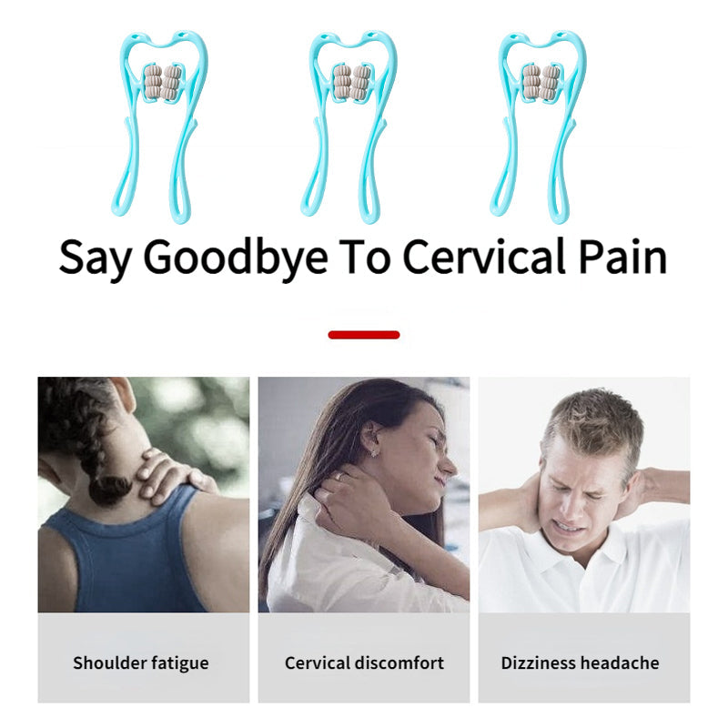 Cervical Neck Massager Roller | 6 Rotating Massage Heads | Relieves Shoulder and Neck Tension Anytime Anywhere