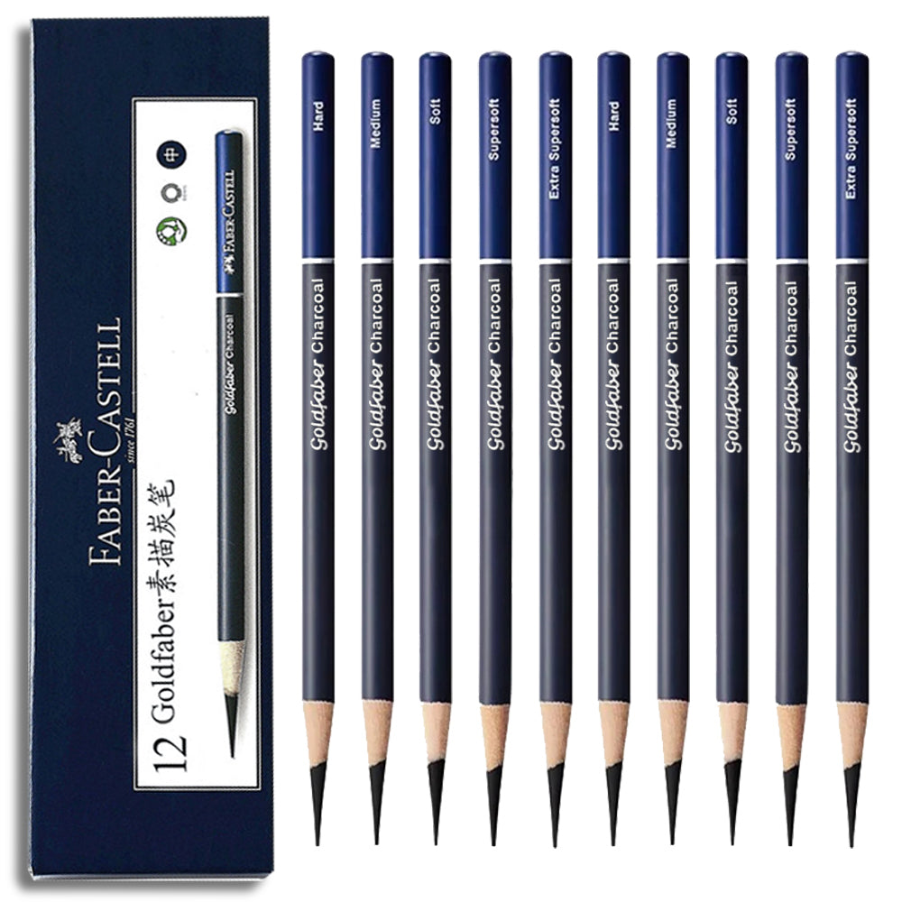 Charcoal Graphite Sketching Pencil Set 5 Piece | Smooth Blending and Shading Control | Break-Resistant for Detailed Drawing