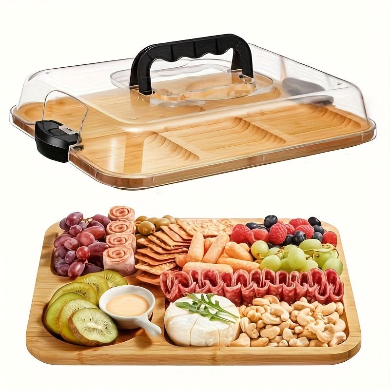 Cheese Board Portable Dual-Surface Reversible with Snap-On Closure