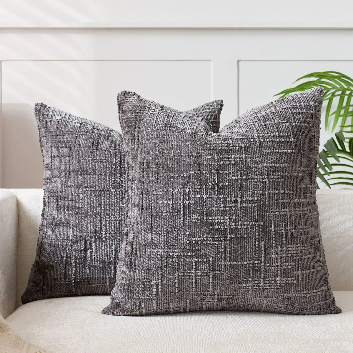 Chenille Cushion Cover, Bamboo-Weave Texture | 40cm x 40cm to 60cm x 60cm, 7 Colours | Soft, Easy-Care Chenille Fabric