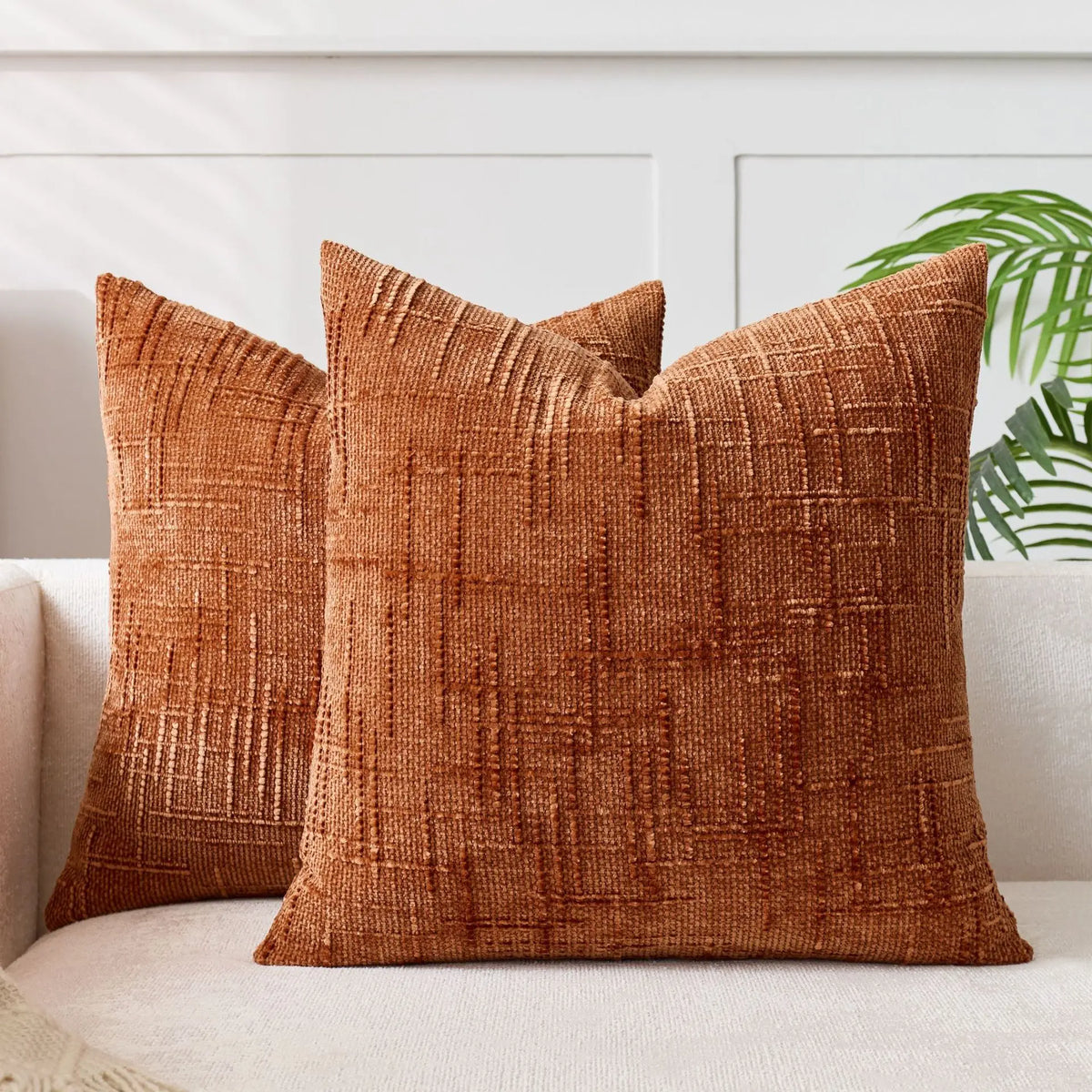 Chenille Cushion Cover, Bamboo-Weave Texture | 40cm x 40cm to 60cm x 60cm, 7 Colours | Soft, Easy-Care Chenille Fabric