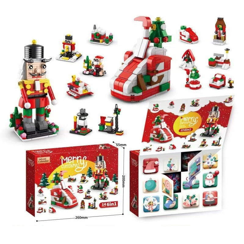 Christmas Advent Calendar Building Block Set | 24 Day Countdown with 24 Mini Block Builds | ABS Material, Includes Instructions