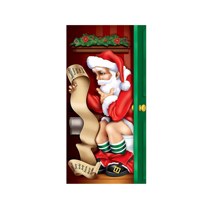Christmas Door Cover Washable Reusable Fabric with 28-Second Install