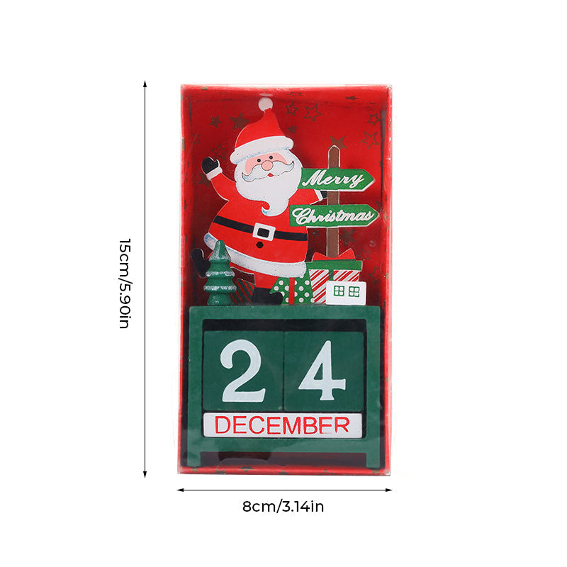 Christmas Ornament Calendar Wooden Desk Decor with Countdown Numbers