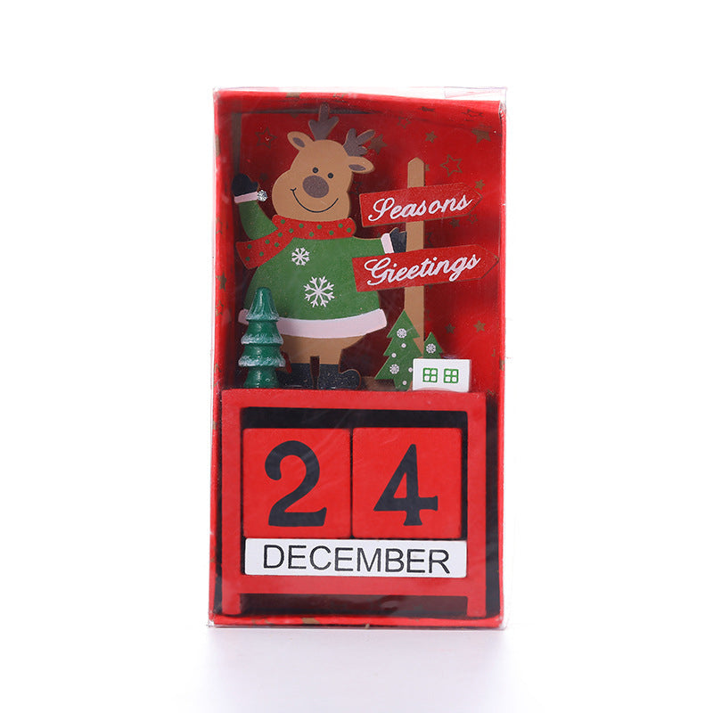 Christmas Ornament Calendar Wooden Desk Decor with Countdown Numbers