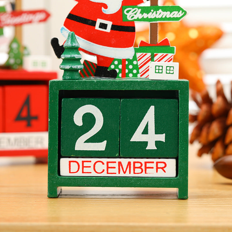 Christmas Ornament Calendar Wooden Desk Decor with Countdown Numbers