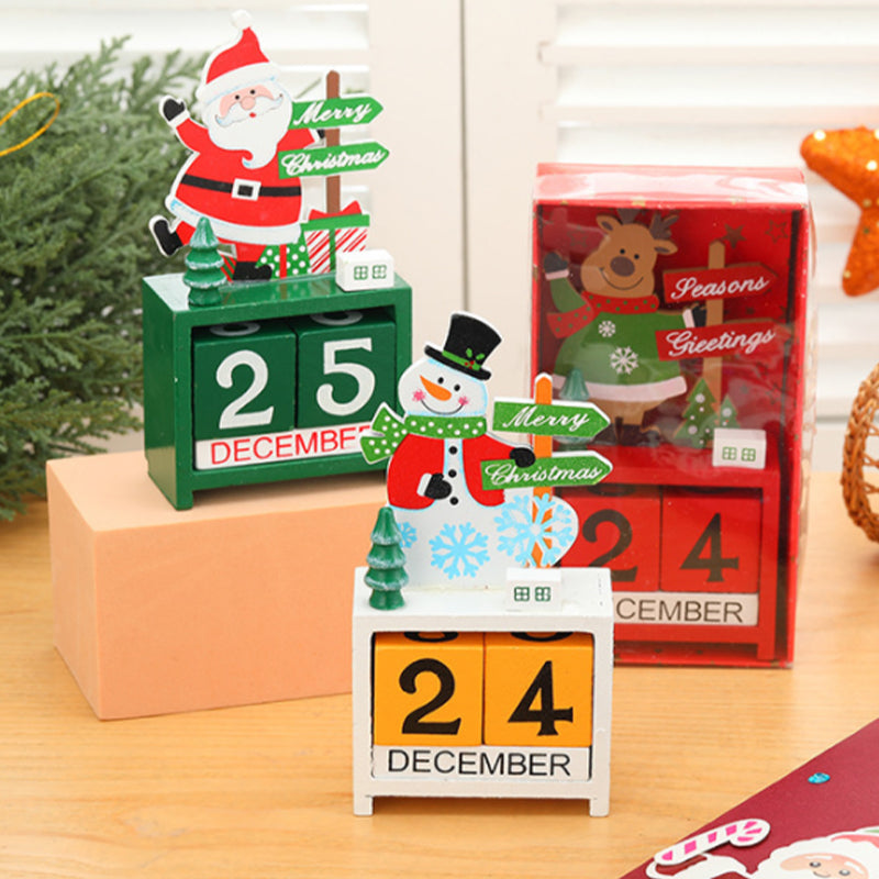 Christmas Ornament Calendar Wooden Desk Decor with Countdown Numbers