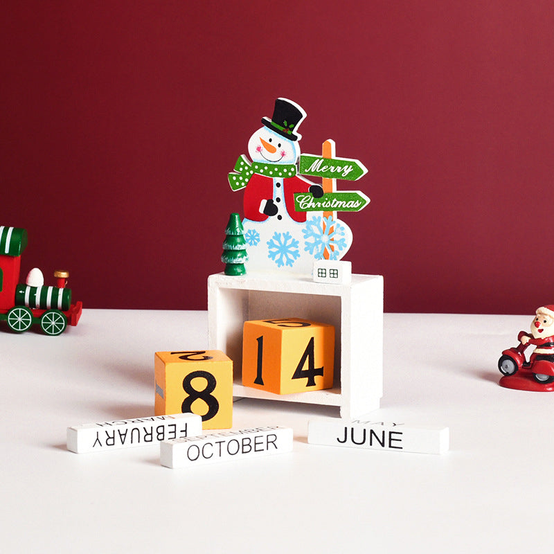 Christmas Ornament Calendar Wooden Desk Decor with Countdown Numbers