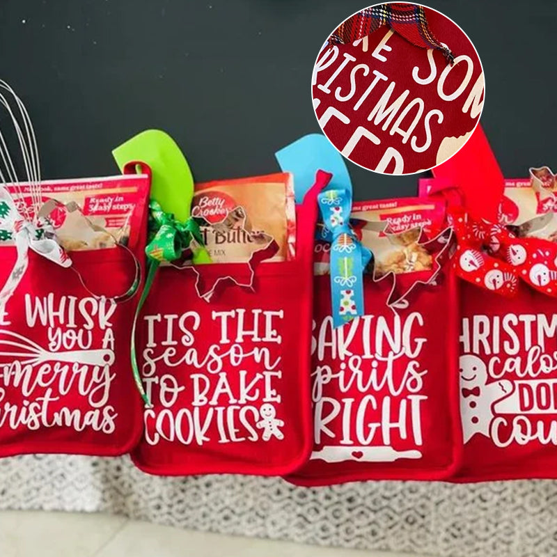 Christmas Pot Holder Set with Pockets | 6-Piece Heat Resistant Design with Hanging Loops | Festive Kitchen Decor & Gift Set