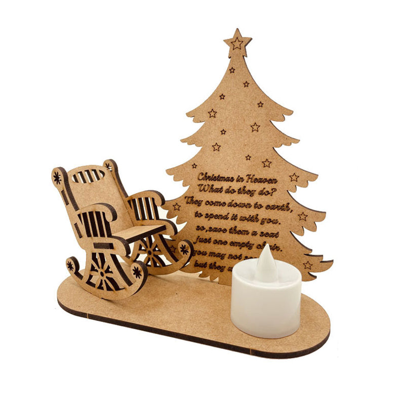 Christmas Remembrance Candle Holder Ornament Linden Wood | Rocking Chair Design, Personalisable | Memorial Keepsake Gift