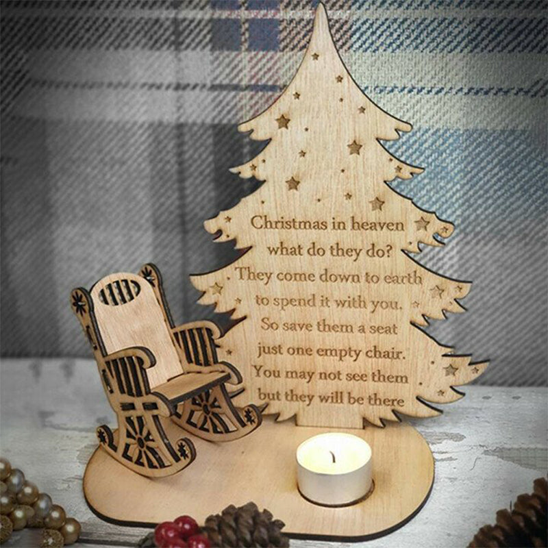Christmas Remembrance Candle Holder Ornament Linden Wood | Rocking Chair Design, Personalisable | Memorial Keepsake Gift