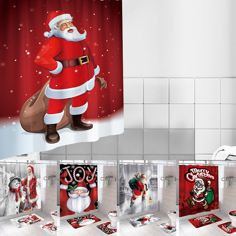 Christmas Shower Curtain Festive Print | Waterproof Polyester | Mould Resistant, Anti-Bacterial, Thick Bathroom Curtain