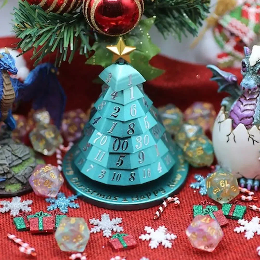 Christmas Tree Spinning Dice | Spin-Down Tabletop Dice for Tabletop RPGs and Board Games | PVC Build Resists Fading