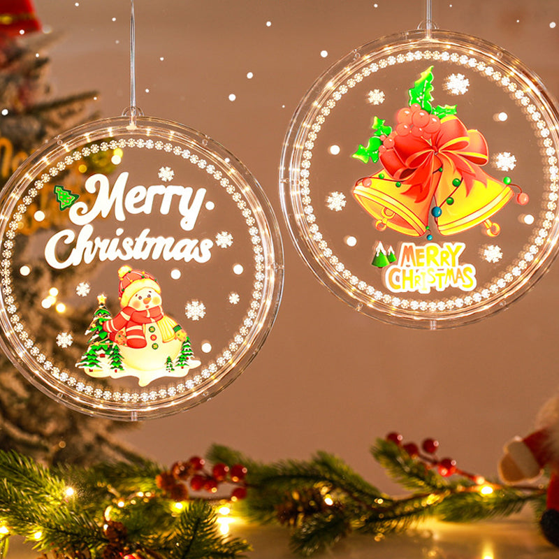 Christmas Window Hanging Lights | Suction Cup Silhouette with Battery-Powered LED | Acrylic Design, Multiple Festive Styles