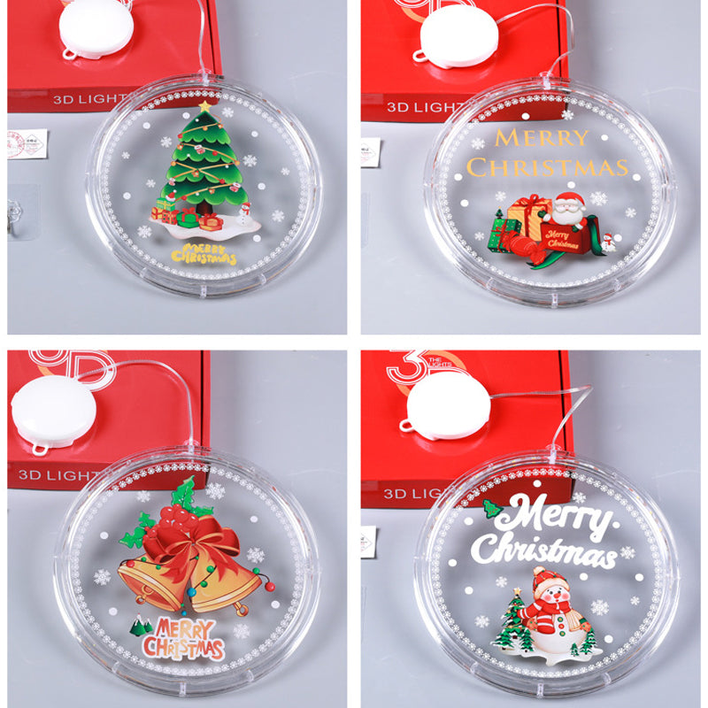 Christmas Window Hanging Lights | Suction Cup Silhouette with Battery-Powered LED | Acrylic Design, Multiple Festive Styles