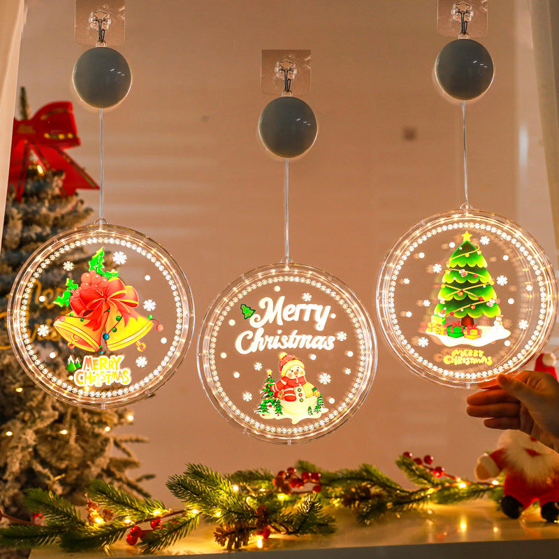 Christmas Window Hanging Lights | Suction Cup Silhouette with Battery-Powered LED | Acrylic Design, Multiple Festive Styles