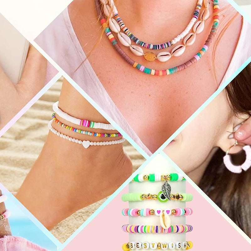 Clay Beads Bracelet Making Kit | 5520 Beads & 550 Charms Set | Polymer Clay Jewellery Craft Kit for Kids & Adults