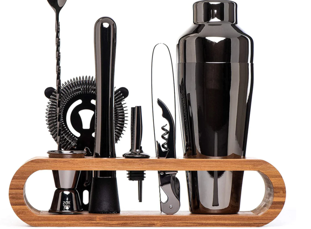 Cocktail Shaker Set | Curved Stand, Full Tool Lineup