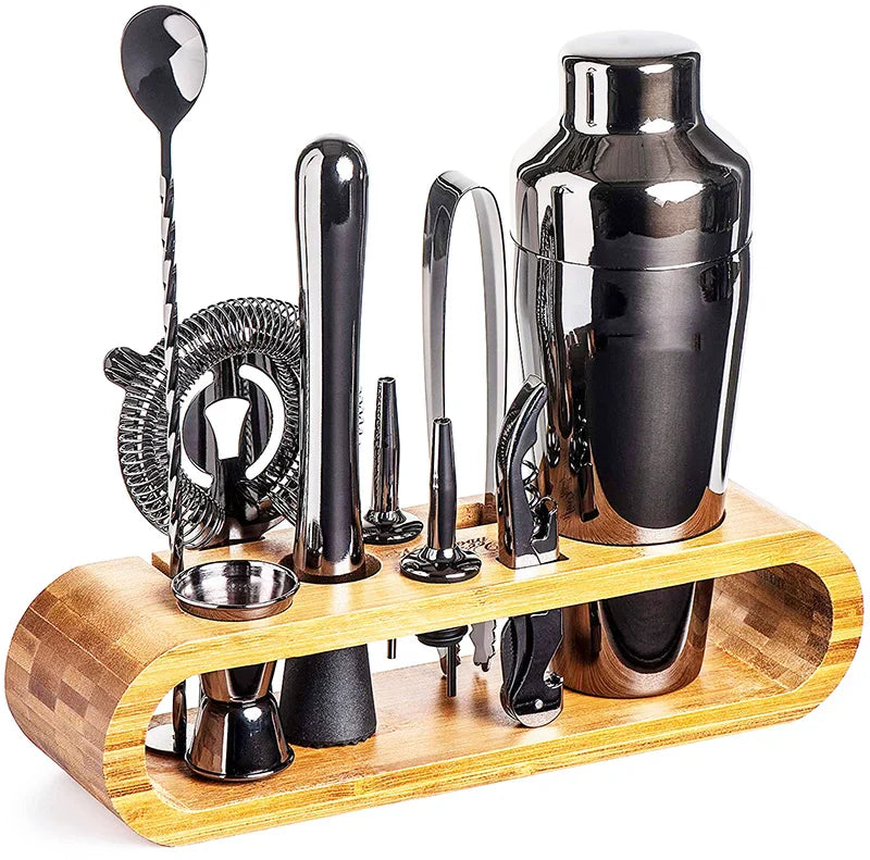 Cocktail Shaker Set | Curved Stand, Full Tool Lineup