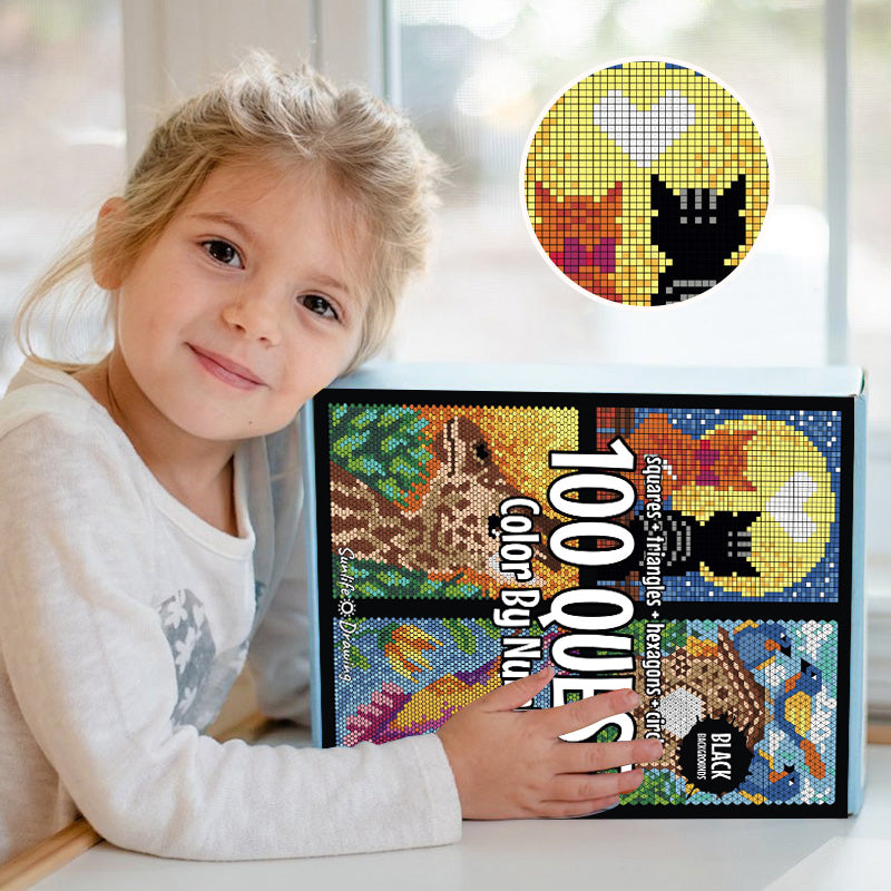Colour by Numbers Activity Book | 100 Mosaic Designs on Black Backgrounds | Relaxing Creative Hobby for All Ages