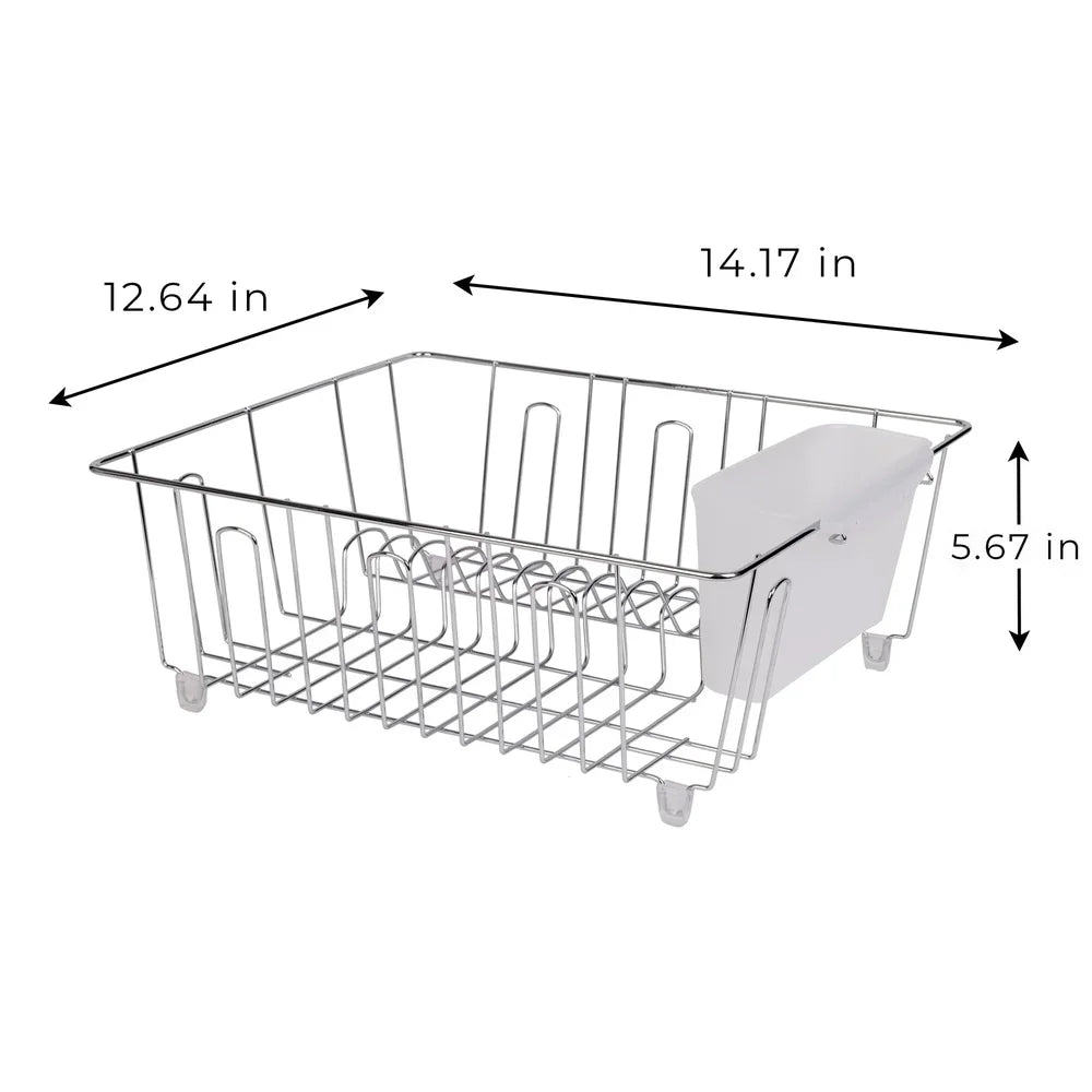Compact Dish Rack | Wire Frame And Clip-On Cutlery Cup