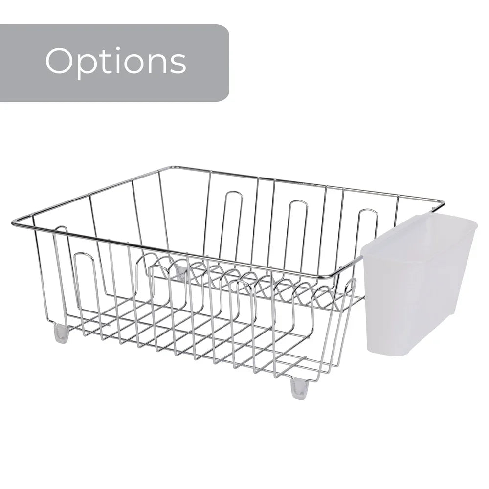Compact Dish Rack | Wire Frame And Clip-On Cutlery Cup