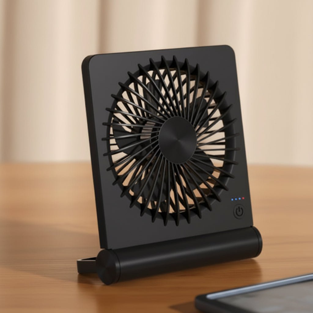 Compact USB Desk Fan | Flat Panel Body, Tilting Base