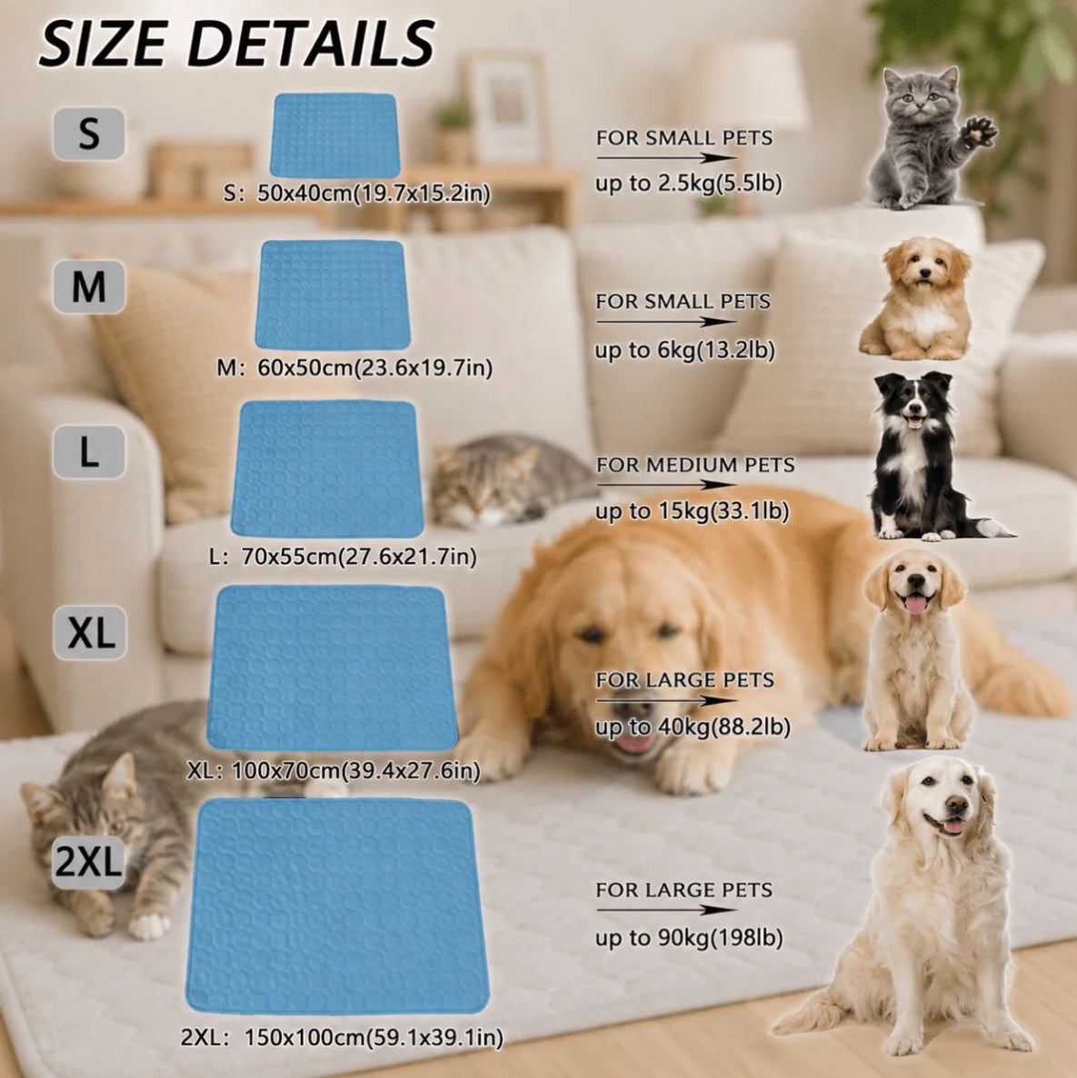 Cooling Pet Bed | Quilted Self-Cooling Mat for Dogs & Cats