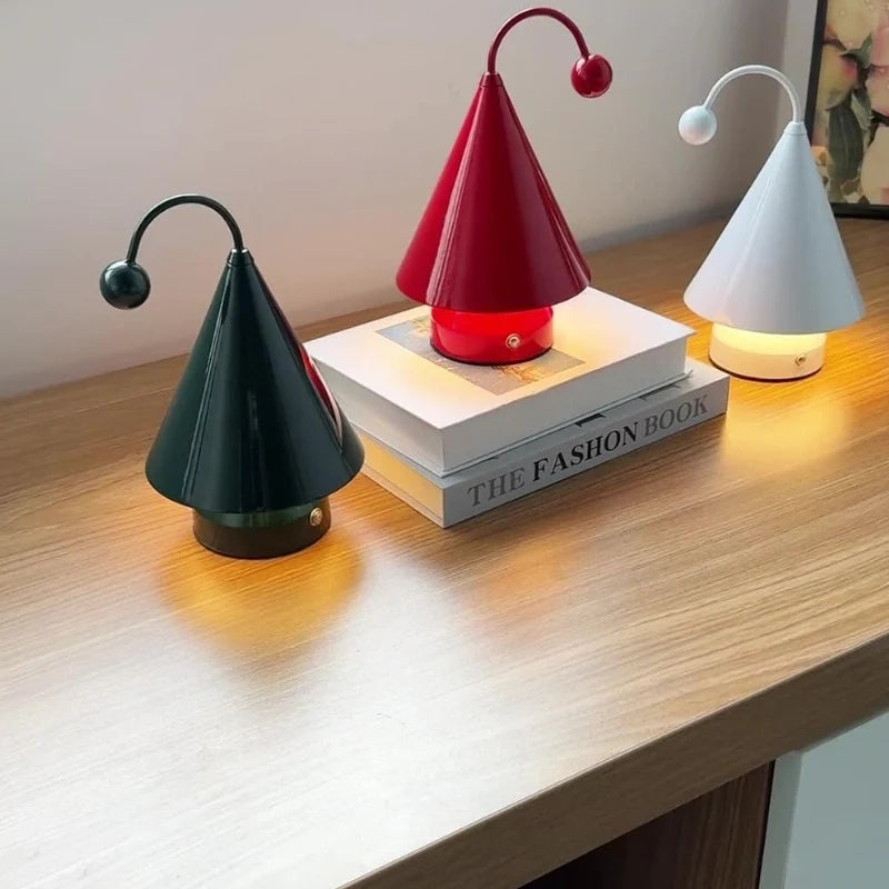 Cordless Cone Table Lamp, Iron & Acrylic | 3 Colours, Stepless Dimming | Rechargeable, Up to 6 Hours