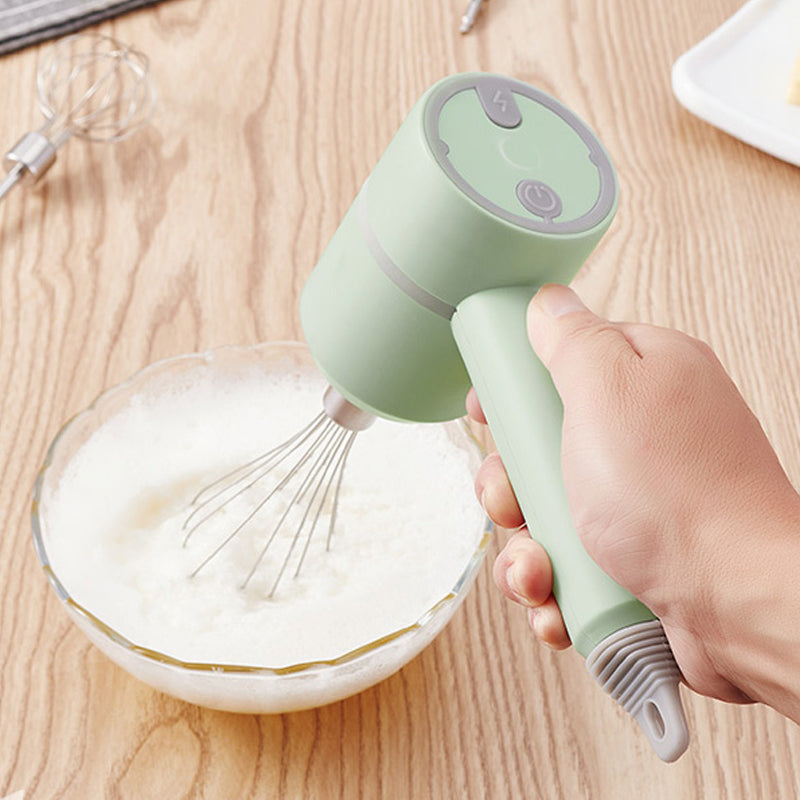 Cordless Electric Mixer with Whisk, Chopper & Blender | USB Rechargeable, 3 Speeds + Turbo | Splatter-Free Mixing & Chopping