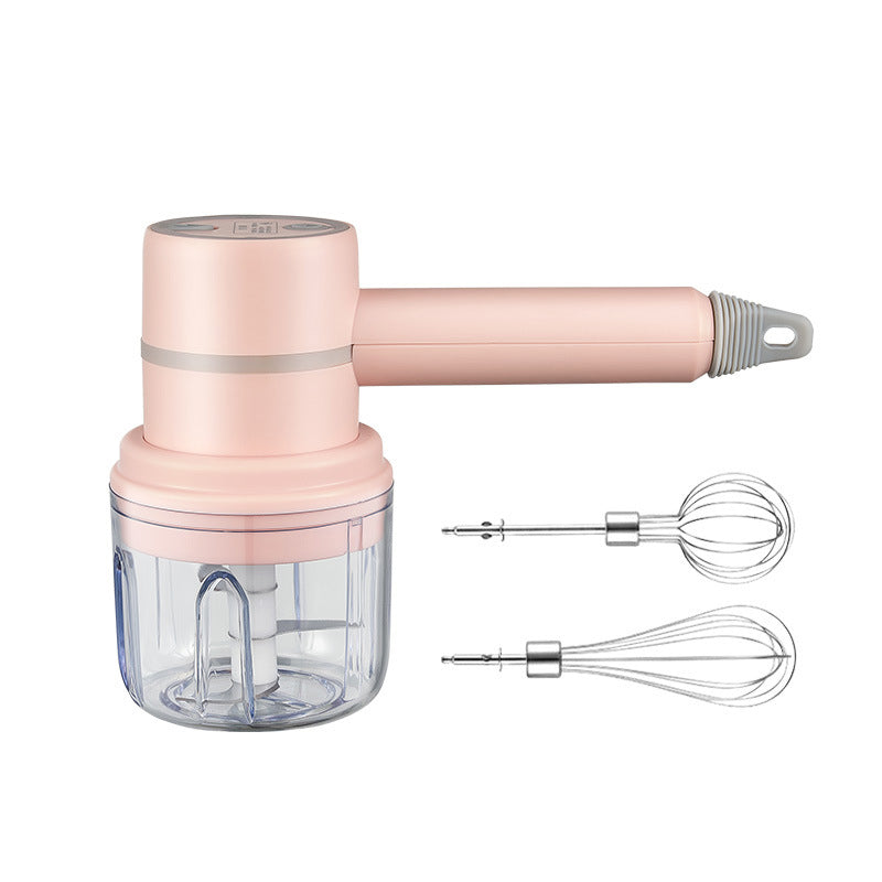 Cordless Electric Mixer with Whisk, Chopper & Blender | USB Rechargeable, 3 Speeds + Turbo | Splatter-Free Mixing & Chopping