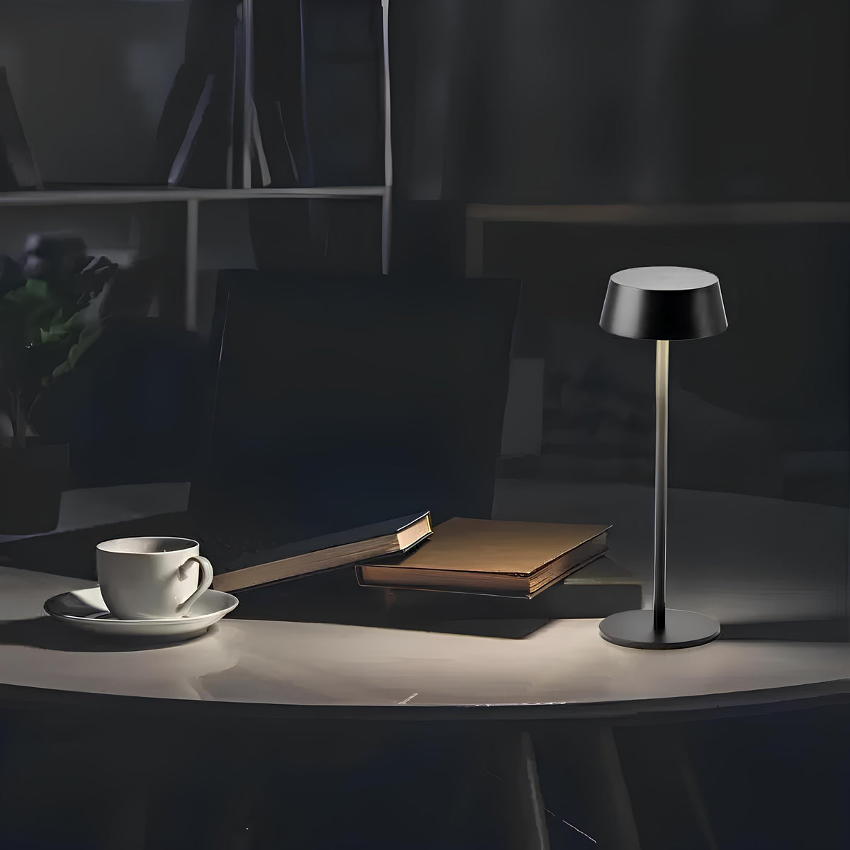 Cordless Rechargeable Table Lamp, Iron Build, 25 x 13 cm | Black, White or Brown | Dimmable with 3 Lighting Modes