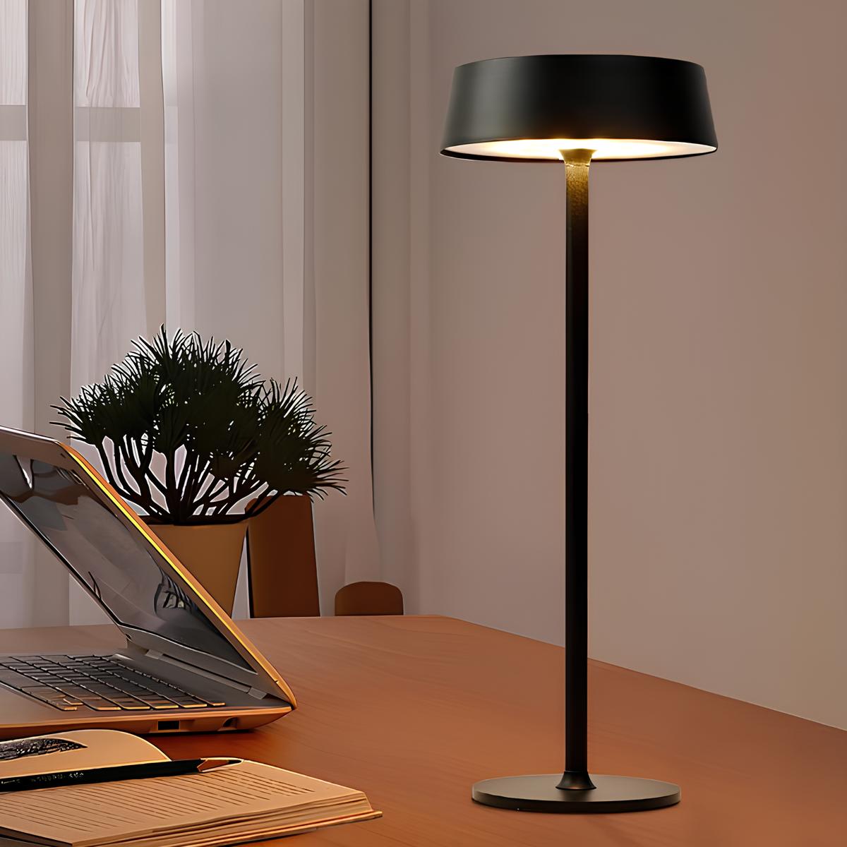 Cordless Rechargeable Table Lamp, Iron Build, 25 x 13 cm | Black, White or Brown | Dimmable with 3 Lighting Modes