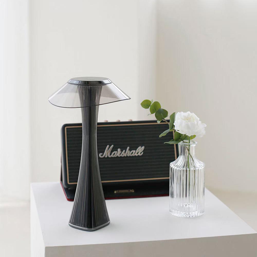 Cordless Table Lamp ABS | Rose Gold or Black, Curved Design | Rechargeable, 3-Colour Dimmable Light