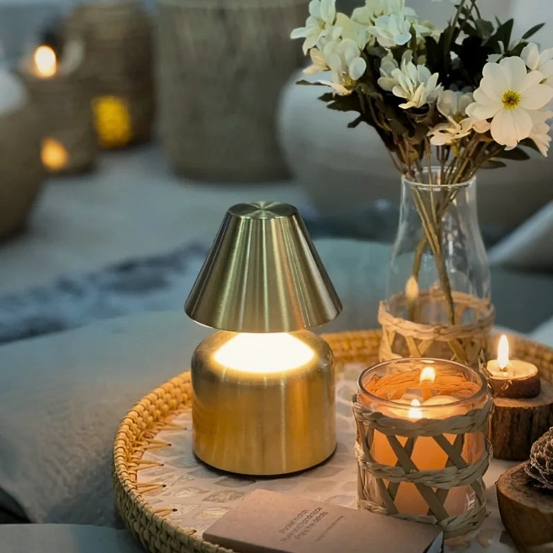 Cordless Table Lamp Wrought Iron 15 x 10 x 9 cm | Dome, Drum, Halo, Orbit, Cone | Dimmable Rechargeable Ambient Light