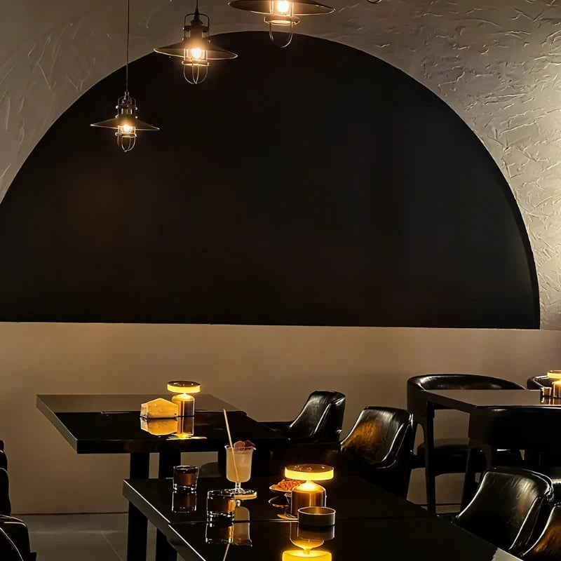 Cordless Table Lamp Wrought Iron 15 x 10 x 9 cm | Dome, Drum, Halo, Orbit, Cone | Dimmable Rechargeable Ambient Light