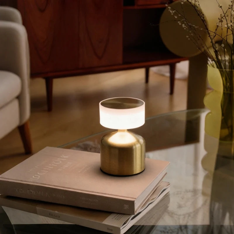 Cordless Table Lamp Wrought Iron 15 x 10 x 9 cm | Dome, Drum, Halo, Orbit, Cone | Dimmable Rechargeable Ambient Light