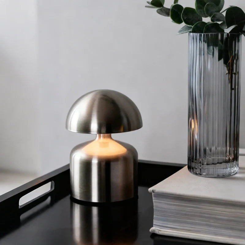 Cordless Table Lamp Wrought Iron 15 x 10 x 9 cm | Dome, Drum, Halo, Orbit, Cone | Dimmable Rechargeable Ambient Light