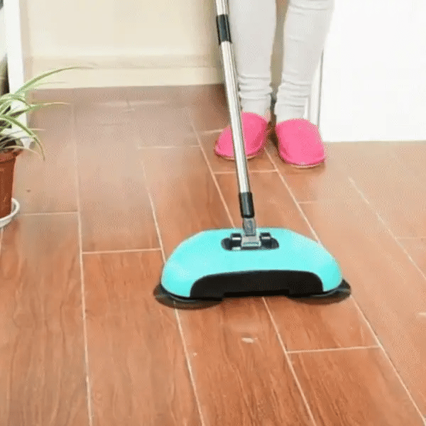 Cordless Vacuum Broom Push-Powered 360 Rotating with Built-In Dust Bin