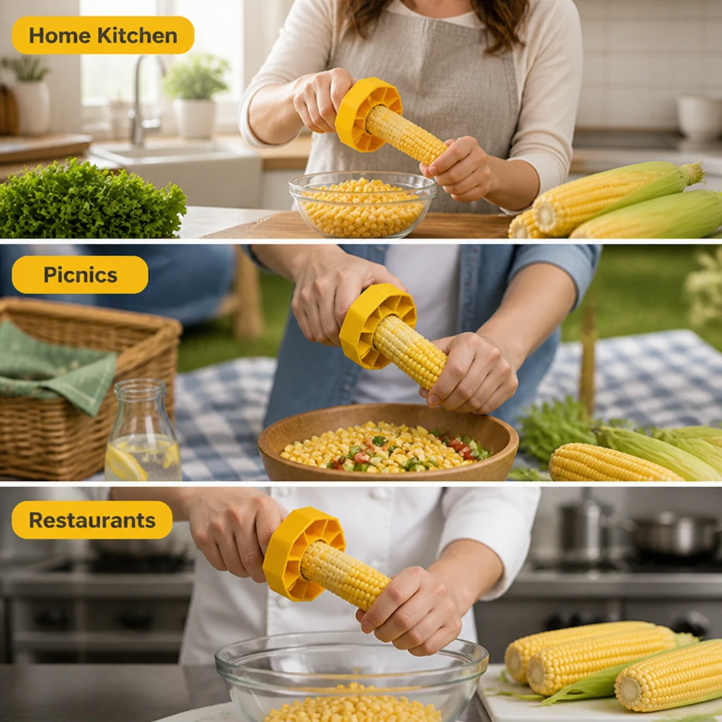 Corn Kernel Remover Stainless Steel Blade | Ergonomic Non-Slip Grip | Fast Mess-Free Corn Stripping Tool for Kitchen