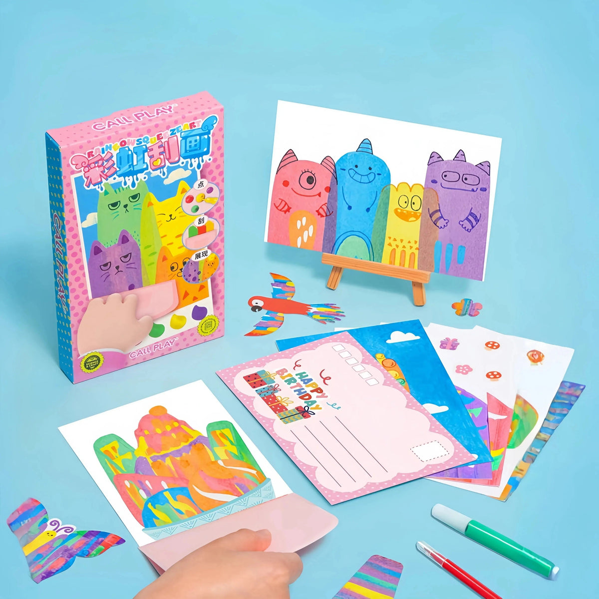 Craft Kit Non-Toxic Arts Markers Stickers Card with 20 Patterned Papers