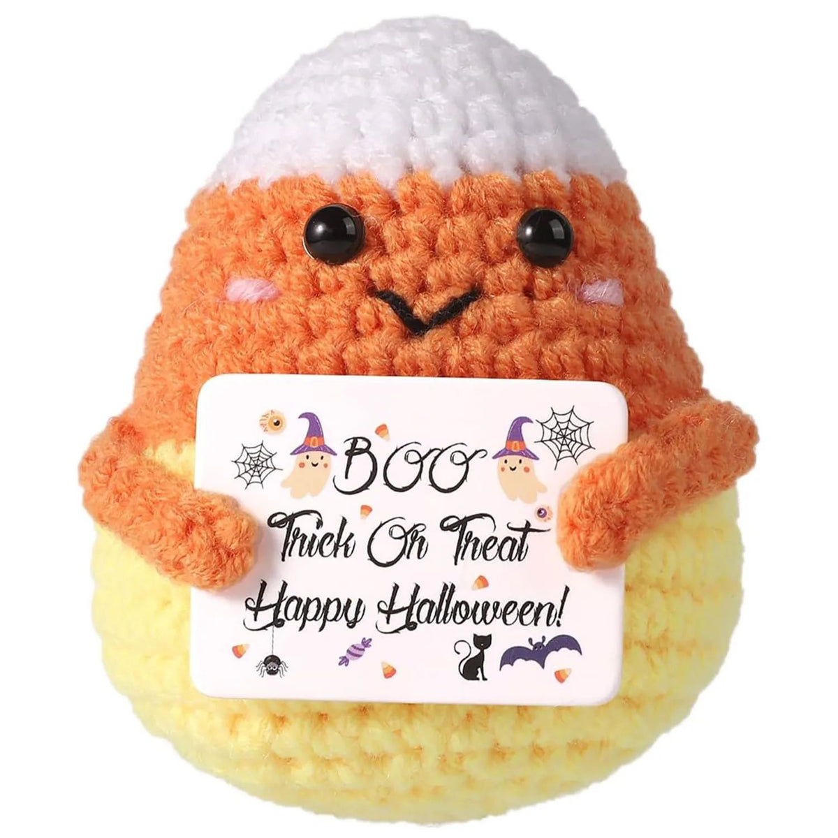 Crochet Bat Doll Halloween Decor | Includes Encouragement Card | Knitted Design for Desk, Shelf or Room Display