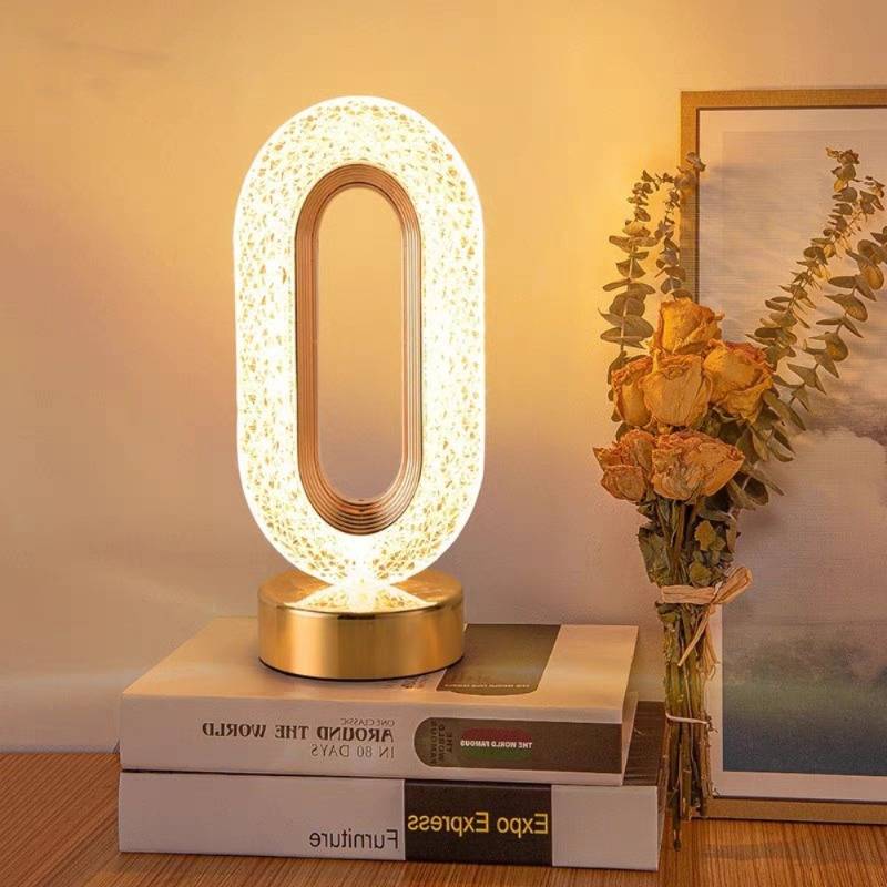 Crystal-Effect Table Lamp, Metal Base, 26 cm | Patterned Faceted Design | Rechargeable USB-C, Touch Dimmable, 3 Colour Modes
