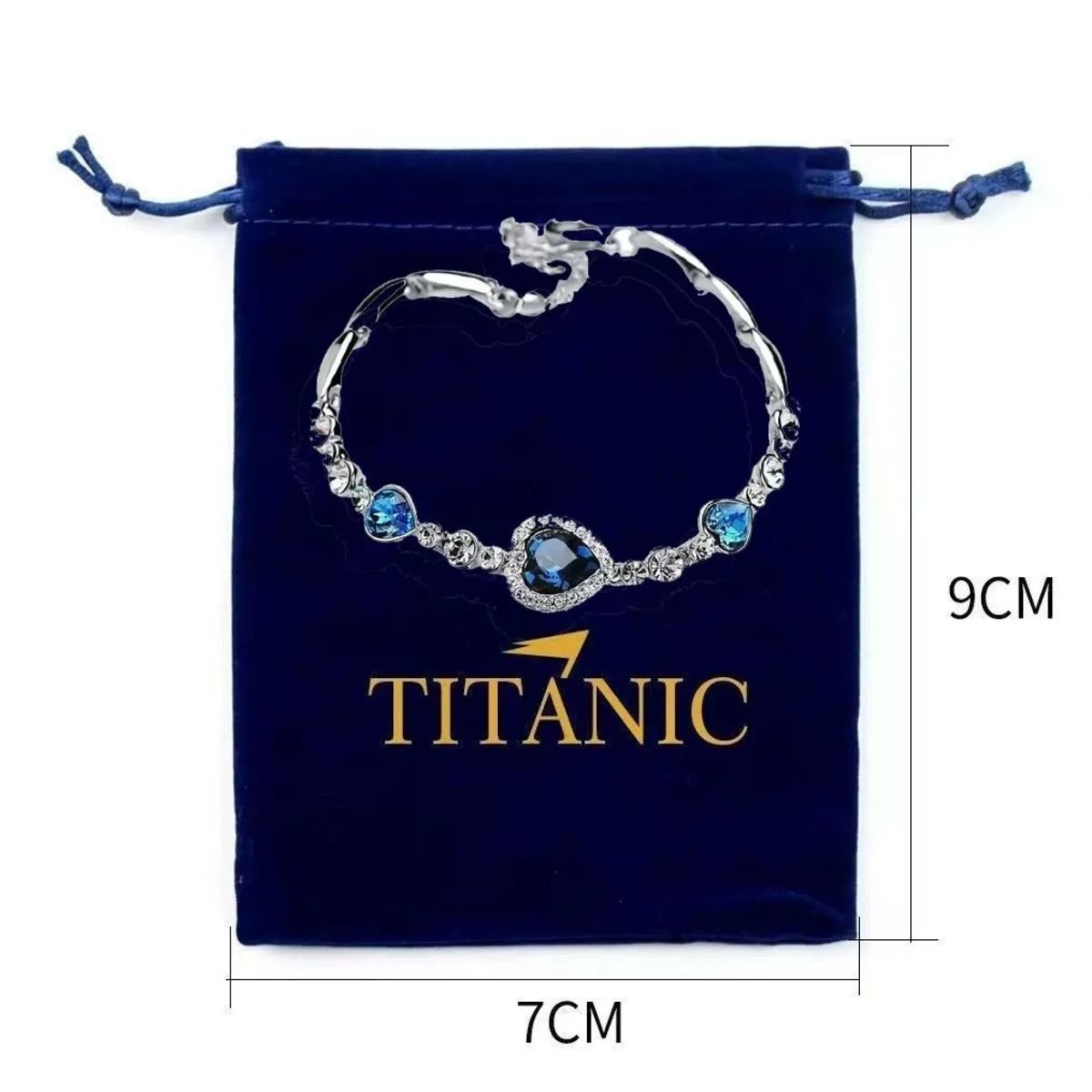 Crystal Heart Pendant Necklace | Navy Blue Centre Stone with Clear Crystal Halo | Comes with Velvet Gift Pouch