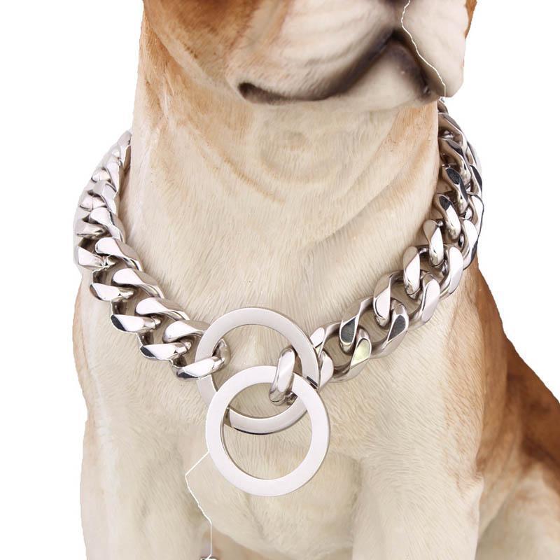 Cuban Link Dog Collar Stainless Steel | Wide Slip Chain for Large Dog Breeds | Rust-Resistant & Skin-Safe Finish