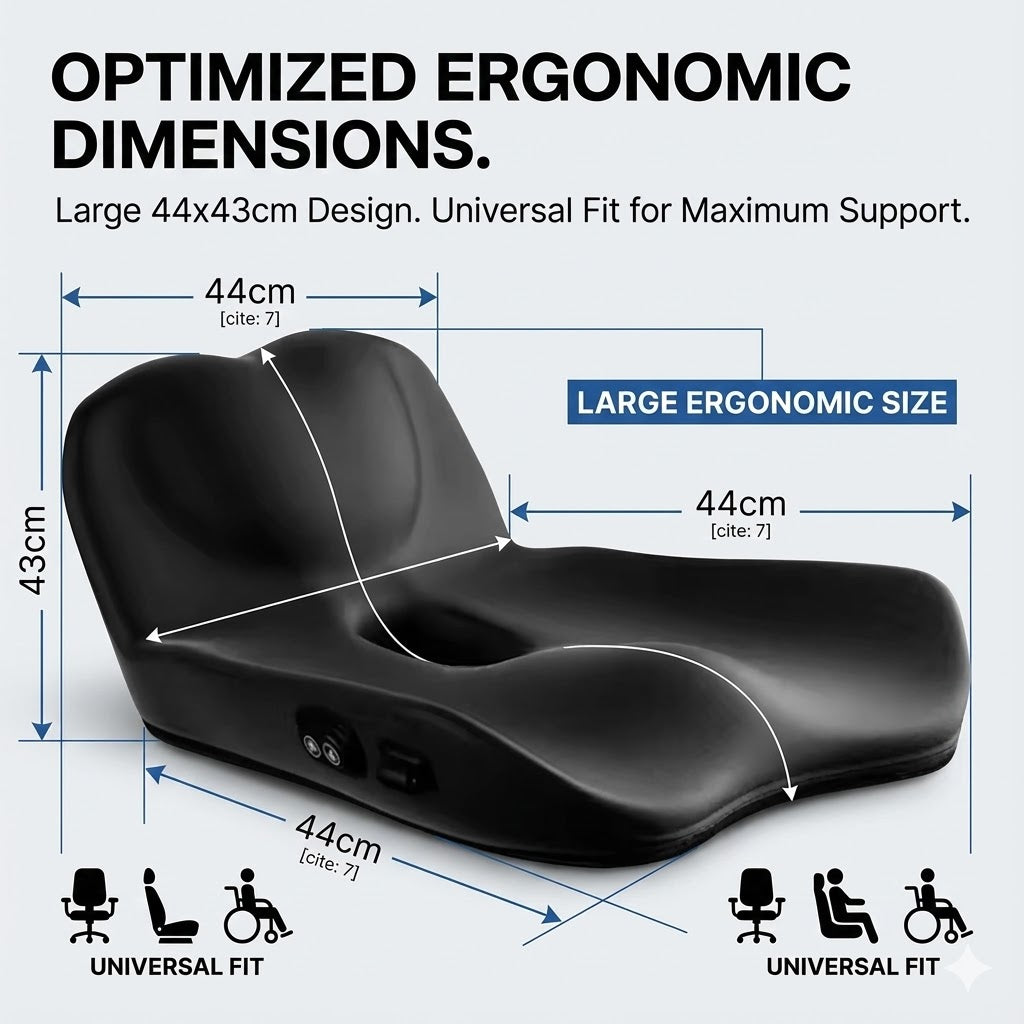 Cushion for Bruised Tailbone & Sore Coccyx | Rear Cut-Out, Contoured Wedge Base