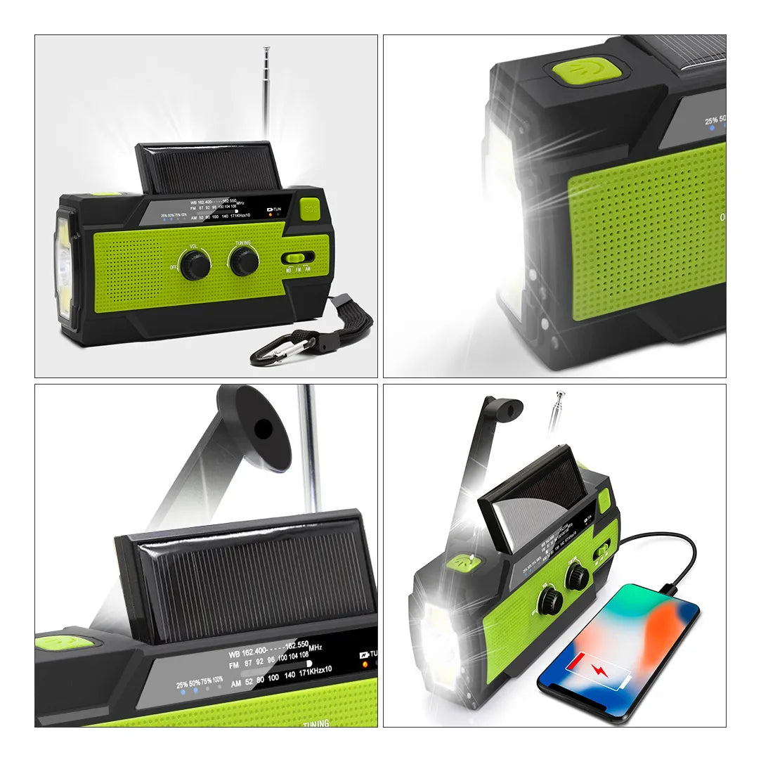 Emergency Radio with Solar & Hand Crank Charging | 4000mAh Power Bank | Flashlight, SOS Alarm, AM/FM Radio for Outdoors 9