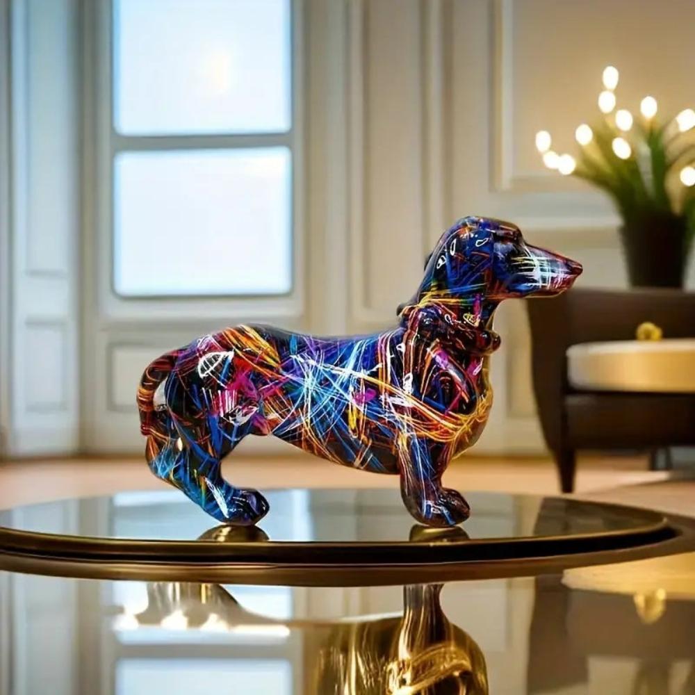 Decorative Dachshund Figurine | Splattered Gloss Finish
