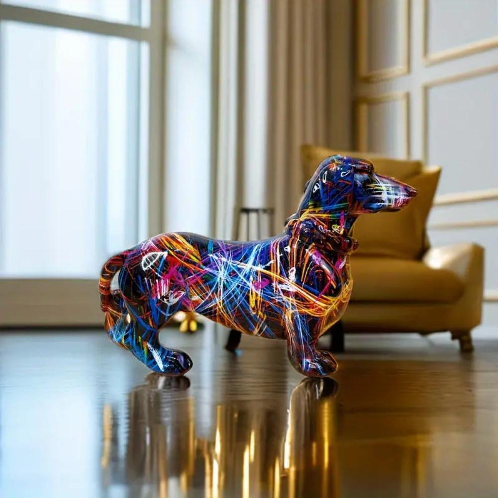 Decorative Dachshund Figurine | Splattered Gloss Finish