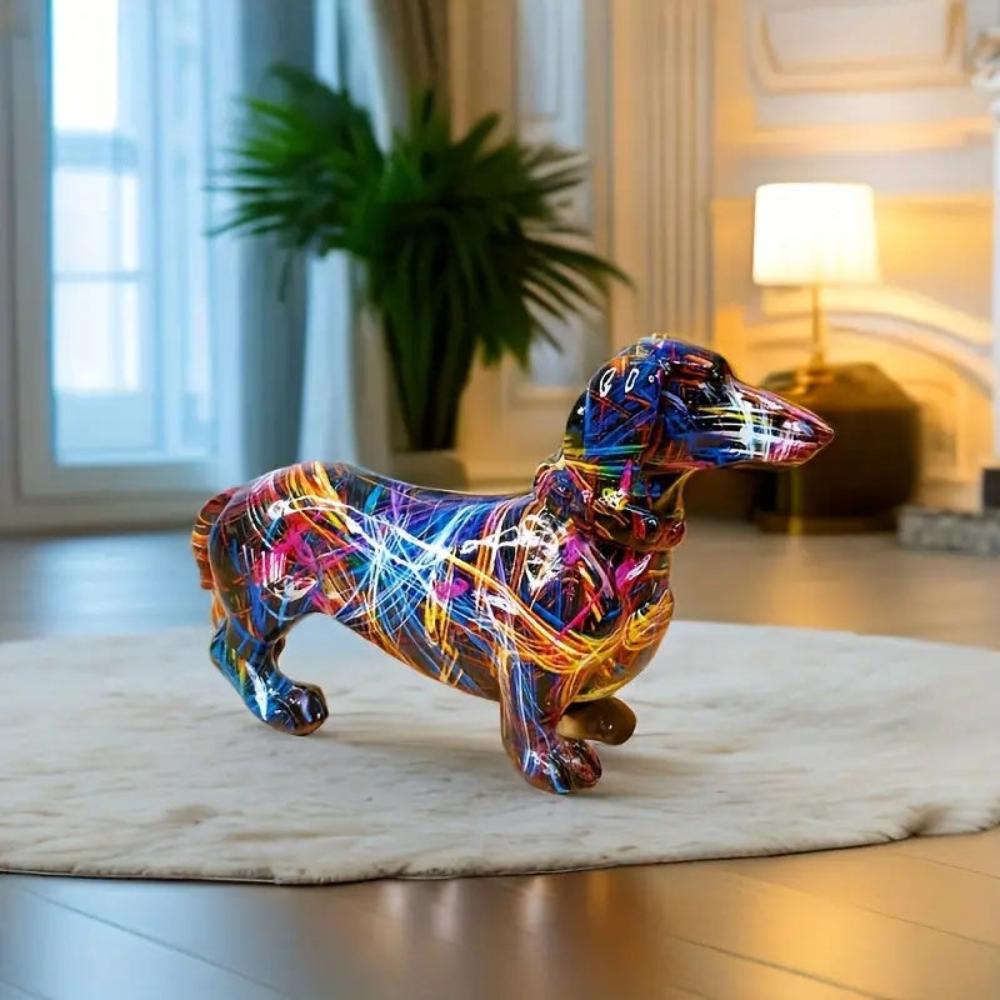 Decorative Dachshund Figurine | Splattered Gloss Finish